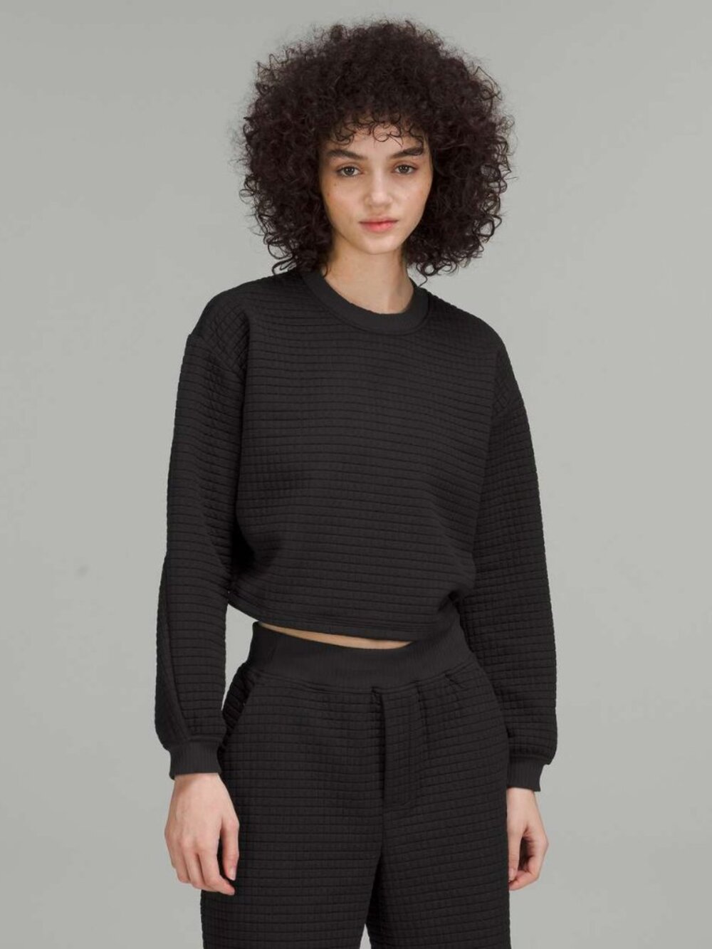 Lululemon Women's lab Textured Grid Cropped Pullover - Black